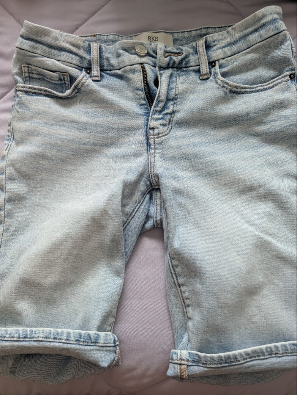 BKE Women's Boyfriend Shorts - Light Blue Denim